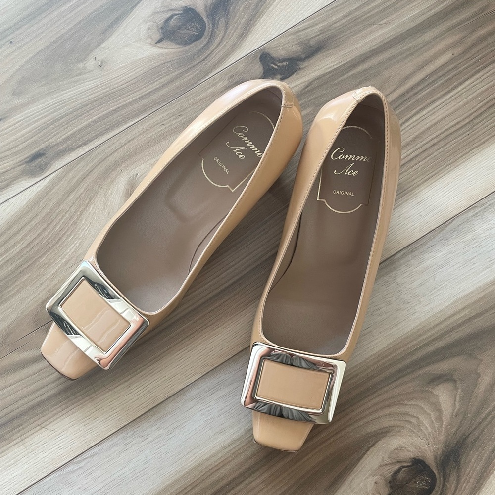 Nude Mid Heel Pumps Roger Vivier Style